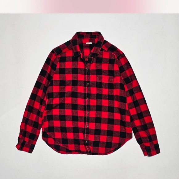 Hollister Red/Black Checkered Flannel Shirt, Size L - Picture 2 of 4